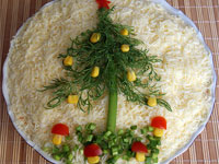 Новогоднее украшение салата «Ёлочка»